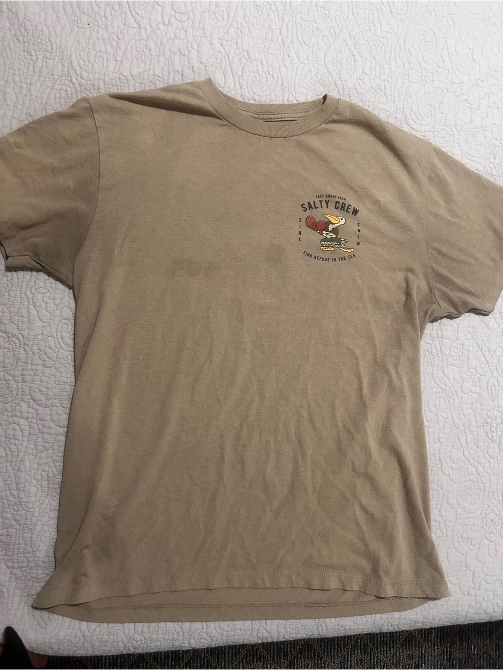 Salty Crew Tan Short Sleeve Graphic Tee with Surf Logo